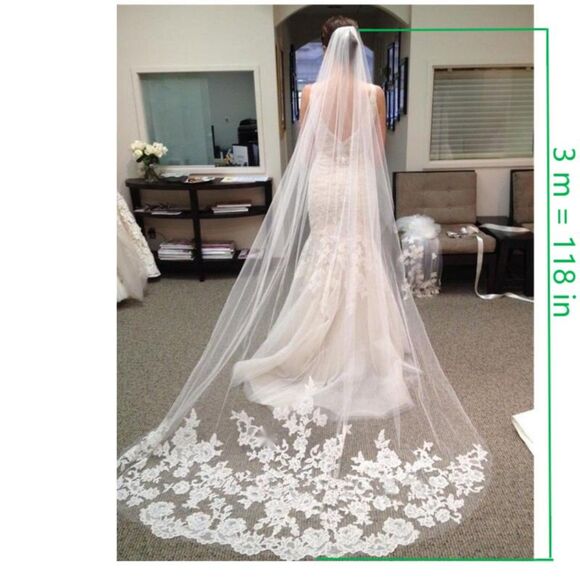 Wedding White Lace Veil 118.11\'\' for Bride